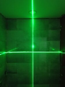 a shower with led lighting