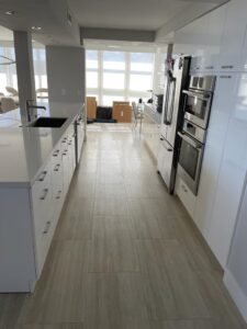 Newly renovated South Florida kitchen with modern cabinets and countertops