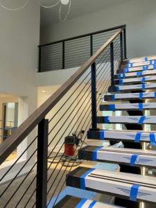 a staircase being remodeled