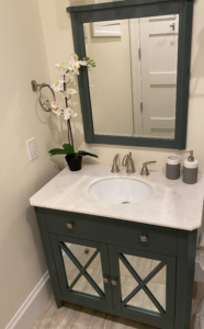 a sink in a small bathroom