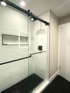 a glass sliding door shower